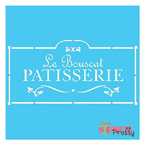 French Patisserie Stencil Best Vinyl Large Stencils for Painting on Wood  Canvas  Wall  etc.-S -13inch  x 6.5inch -- Brilliant Blue Color Material