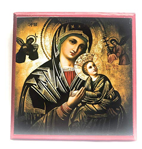 Wooden Greek Orthodox Christian Icon Saint Mary Virgin Mary Theotokos Our Lady of Perpetual Help 5inch x 5inch Wooden Greek Orthodox Christian Icon Saint Mary Virgin Mary Theotokos Our Lady of Perpetual Help 5inch x 5inch