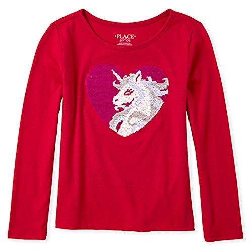 The Children_s Place Girls_ Flip Sequin Unicorn Top Ruby XS -4-