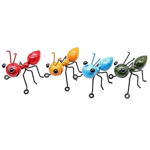 BOKIE 4PC Colorful Metal Ant Wall Decor  Room or Outdoor Garden Yard Art Wall Sculptures for Outdoor Backyard Porch Patio Lawn