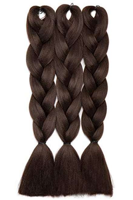 Jumbo Braids Hair Extensions Afro Twist Braids Kanekalon Jumbo Braiding Box Braid Crochet Hair Synthetic Braiding Hair 24 Inch 100G Bundle - 3 Bundle mediunm brown