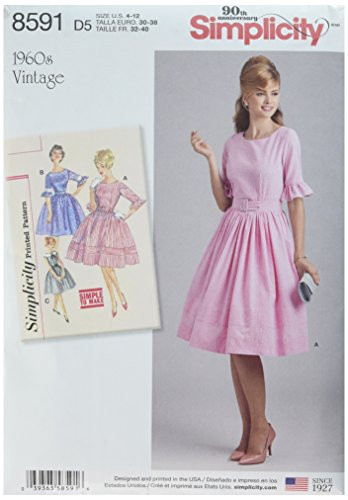 Simplicity US8591DS 1960_s Vintage Fashion Women_s Dress Sewing Patterns  Sizes 4-12
