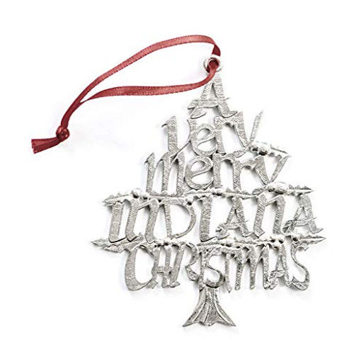 USA Handmade Indiana IN Indianapolis Christmas Ornament Pewter