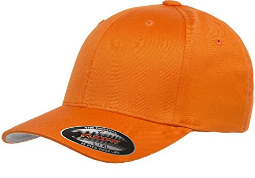 Flexfit Men_s Athletic Baseball Fitted Cap  Orange  Large X-Large