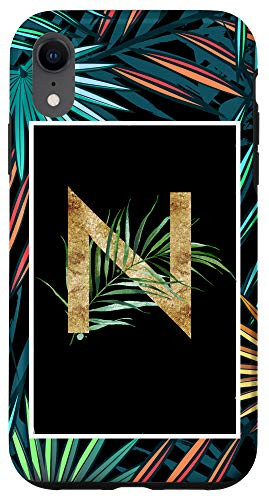 iPhone XR Initial N Phone Case Capital Letter N Monogram Tropical Case
