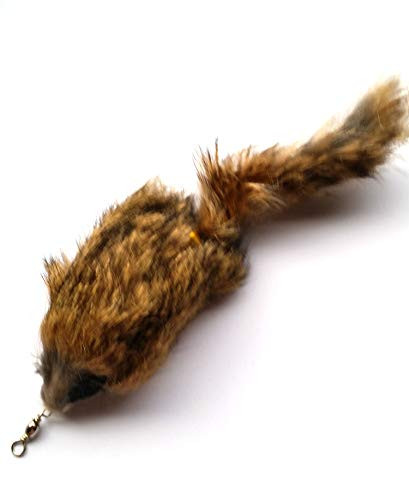 Kats_N Us Cat Wand Refill - Real Rabbit Fur Mouse- Natural Gray