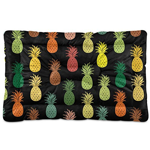 N-A Dog Beds Pineapple Design for Small Dogs Cats Pet Bed Pad for Crates 18 x 24 Machine Wash Black