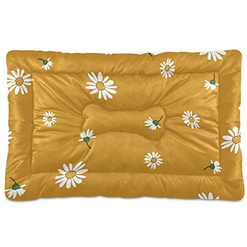 N-A Dog Beds Daisies Design for Small Dogs Cats Pet Bed Pad for Crates 18 x 24 Machine Wash Orange