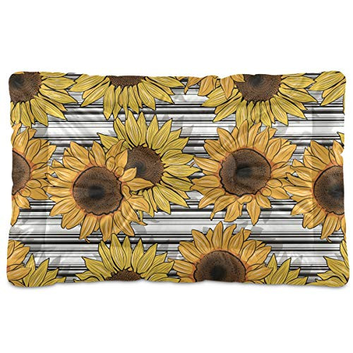 N-A Dog Beds Sunflower Stripes Design for Small Dogs Cats Pet Bed Pad for Crates 18 x 24 Machine Wash