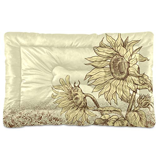 N-A Dog Beds Sunflower Field Design for Small Dogs Cats Pet Bed Pad for Crates 18 x 24 Machine Wash