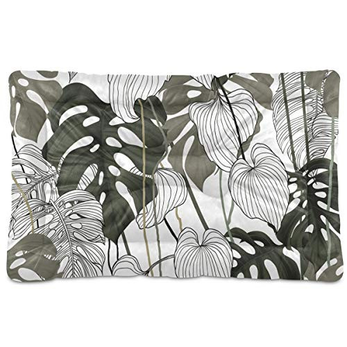 N-A Dog Beds Green Leaves Design for Small Dogs Cats Pet Bed Pad for Crates 18 x 24 Machine Wash