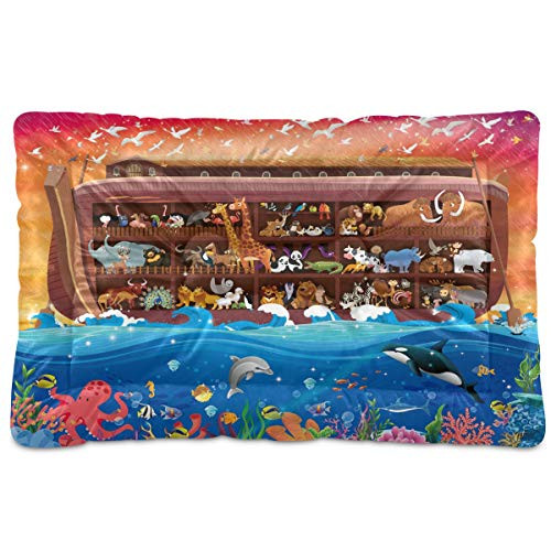 N-A Dog Beds Cartoon Noah_s Ark Design for Small Dogs Cats Pet Bed Pad for Crate 18 x 24 Machine Wash