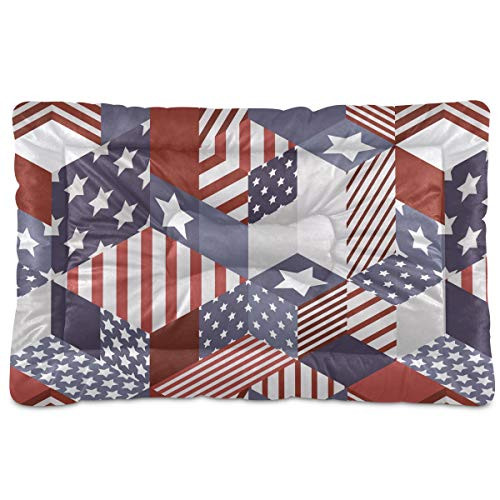 N-A Dog Beds USA Flag Design for Small Dogs Cats Pet Bed Pad for Crate 18 x 24 Machine Wash