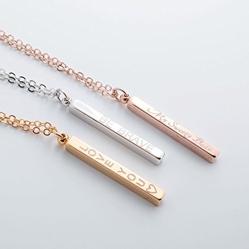 Men_s Vertical id name Bar Custom Necklace Machine Engraving 16K Gold Silver Rose Gold Plated Personalized Necklace less then 20 Birthday Gift for men Best Graduation Day gift