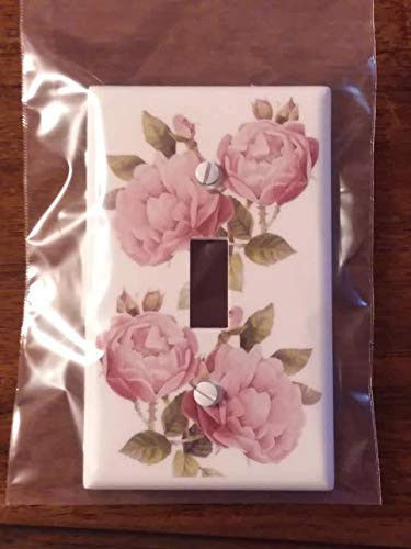 Single Toggle -1-toggle- Light Switch Plate Cover - Light Pink Roses - Flowers Plants