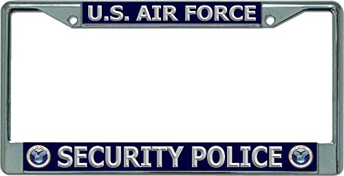 U.S. Air Force Security Police Chrome License Plate Frame U.S. Air Force Security Police Chrome License Plate Frame