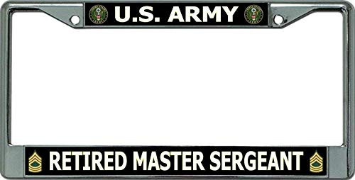 U.S. Army Retired Master Sergeant Chrome License Plate Frame U.S. Army Retired Master Sergeant Chrome License Plate Frame