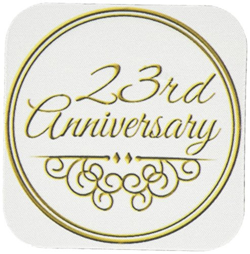 3dRose CST_154465_1 23Rd Gold Text for Celebrating Wedding Anniversaries 23 Years Married Together Soft Coasters, Set of 4