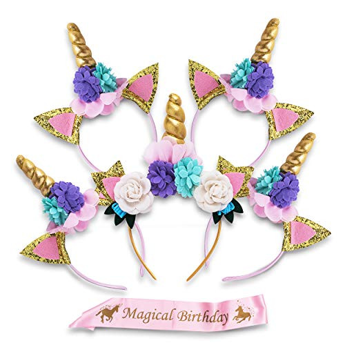 Unicorn Headband for Girls, Pack of Horn Headbands | Birthday Party Supplies and Favors