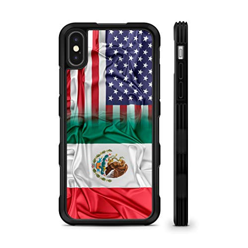 407Case Fits iPhone Xs Max Mexican American Flag Mexico Chicano Hyper Shock Protective Rubber TPU Phone Case -iPhone Xs Max-