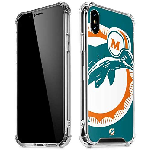Skinit Clear Phone Case Compatible with iPhone X XS - Officially Licensed NFL Miami Dolphins Retro Logo Design