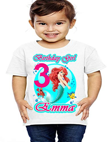 Princess Ariel Birthday Shirt  Add Any Name and Age  Little Mermaid bday Shirt  Custom Matching Tee