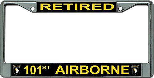 U.S. Army 101st Airborne Retired Chrome License Plate Frame U.S. Army 101st Airborne Retired Chrome License Plate Frame