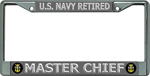U.S. Navy Retired Master Chief Chrome License Plate Frame U.S. Navy Retired Master Chief Chrome License Plate Frame