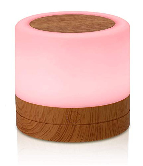 AMEXI Night Light Touch Sensor Lamp Bedside Table Lamp for Kids Bedroom Rechargeable Dimmable Warm White Light  Plus RGB Color Changing -Brown- -Color-2-
