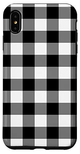 iPhone XS Max Gray Black Gingham Plaid Rustic Pattern AEH565 Case