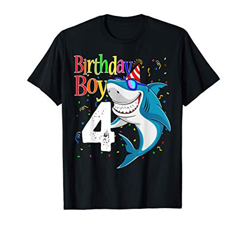 Kids 4th Birthday Boy Shark Shirts 4 Jaw-Some Four Tees Boys T-Shirt