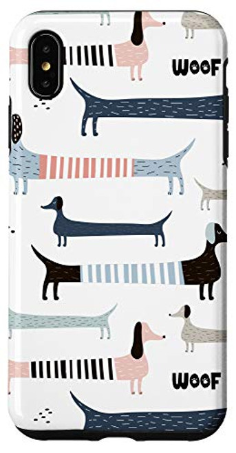 iPhone XS Max Dachshund Weenie Weiner Dog Blue Pink White Pattern AEN191 Case