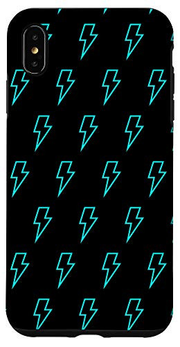 iPhone XS Max Lightning Bolt Blue Border Pattern Cute Trendy Phone Case