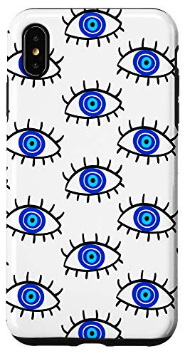 iPhone XS Max Evil Eye Symbol Blue on White Protection Good luck Charm Case