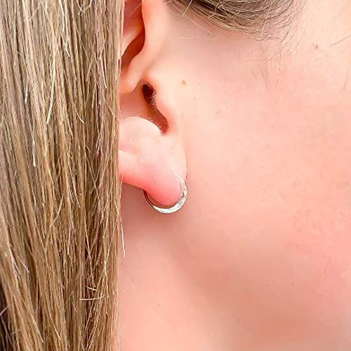 Small Sterling Silver Hammered Hoop Earrings