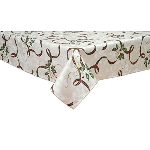 Lenox 7276084OBLMLT Holiday Nouveau Ribbon 60-by 84-Inch Oblong Tablecloth, 60" x 84"