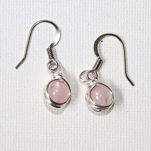 Pink Rose Quartz Crystal Beads Dangle Earrings Semi Precious Jewelry