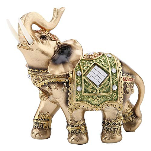 Akozon Elephant Statue Lucky Feng Shui Green Elephant Statue Sculpture Wealth Figurine Gift Home Decoration-S-