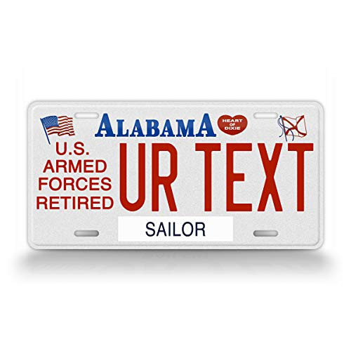 SignsAndTagsOnline Custom Alabama U.S. Armed Forces Retired State License Plate AL Replica Personalized Text Novelty Auto Tag