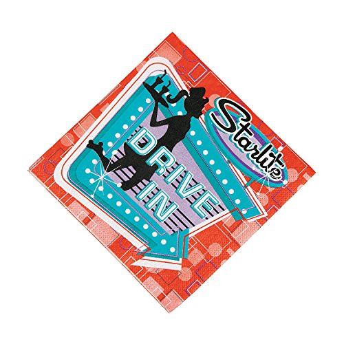Fun Express - Rockin 50_s Lunch Napkins -16pc- for Party - Party Supplies - Print Tableware - Print Napkins - Party - 16 Pieces Fun Express - Rockin 50_s Lunch Napkins -16pc- for Party - Party Supplies - Print Tableware - Print Napkins - Party - 16 Pieces