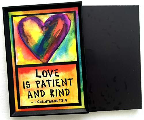 Love is patient and kind 2x3 Bible magnet of 1st Corinthians 13 4 - Heartful Art by Raphaella Vaisseau