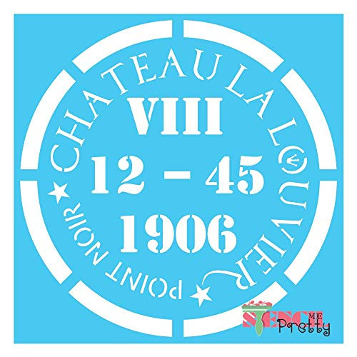 French Chateau Louvier Stencil Best Vinyl Large Stencils for Painting on Wood  Canvas  Wall  etc.-S -10inch  x 10inch -- Brilliant Blue Color Material