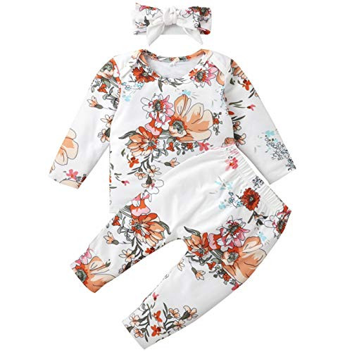Newborn Onesie Baby Boys Girl Clothes Cotton Infant Long Sleeve Baby Girl Romper Bodysuit One-Piece Jumpsuit Outfit -Flower-S  100-9-12--