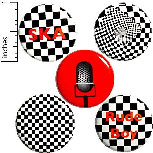 Ska Music Pins for Backpacks or Jackets Lapel Pins 5 Pack of Buttons 1 Inch P47-1