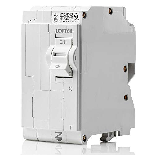 Leviton LB240-T 40 Amp  2-Pole Plug-on Standard Branch Circuit Breaker  120 240 VAC  White