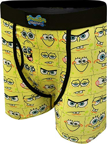 Bioworld Merchandising Men_s Spongebob Squarepants Moods Boxer Briefs -Medium- Bright Yellow