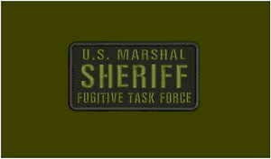 Embroidered Hook on Back for Vest - U.S. Marshal Sheriff Fugitive Task Force EMB Patch 3X6 Hook ON Back BLK OD Green