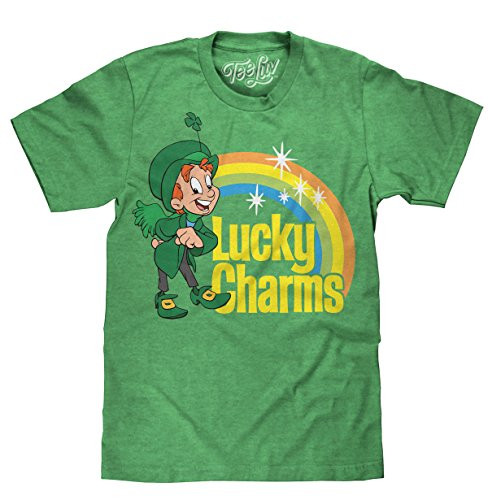 Tee Luv Lucky Charms T-Shirt - Green Lucky The Leprechaun Shirt -X-Large-  Kelly Heather