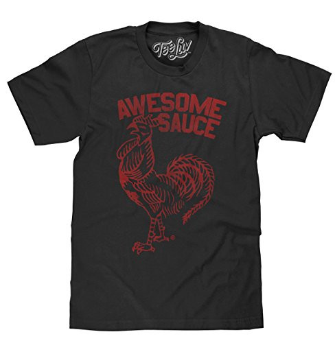 Tee Luv Sriracha Awesome Sauce T-Shirt - Black Sriracha Rooster Shirt -XL-