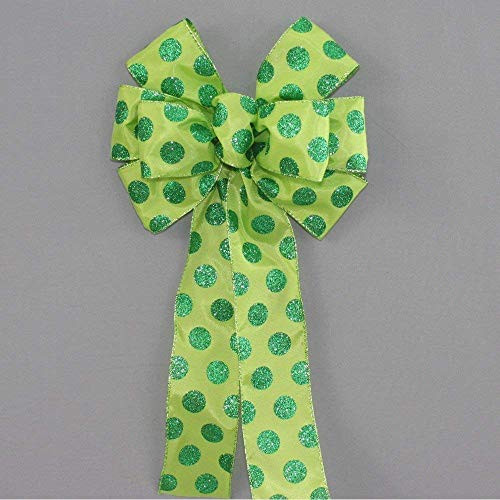 Green Sparkle Dot St. Patrick_s Day Bow in 2 Size Options